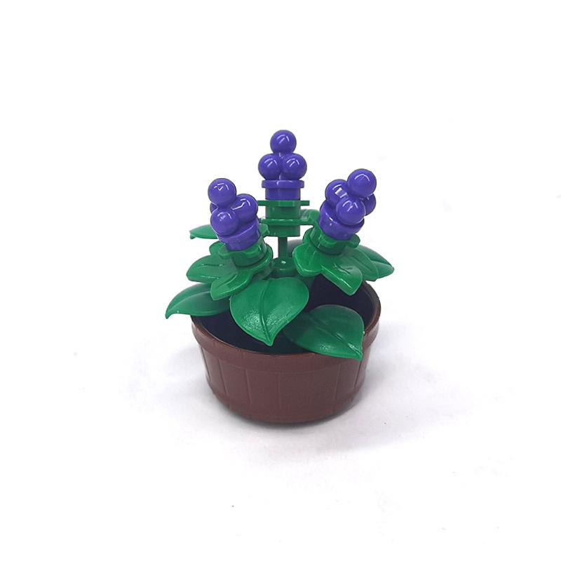 Potted garden plants small particles mosaic assembly building block toy leaves small flowers landscape ornament