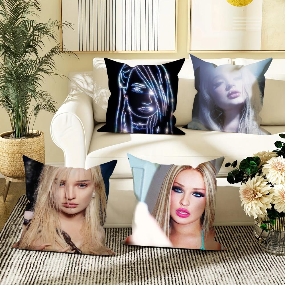 Singer Kim Petras Don't Lie Single Pillow Case Square Double-Sided Printing Short Plush Sofa Cushion Cover Bedroom Bedside
