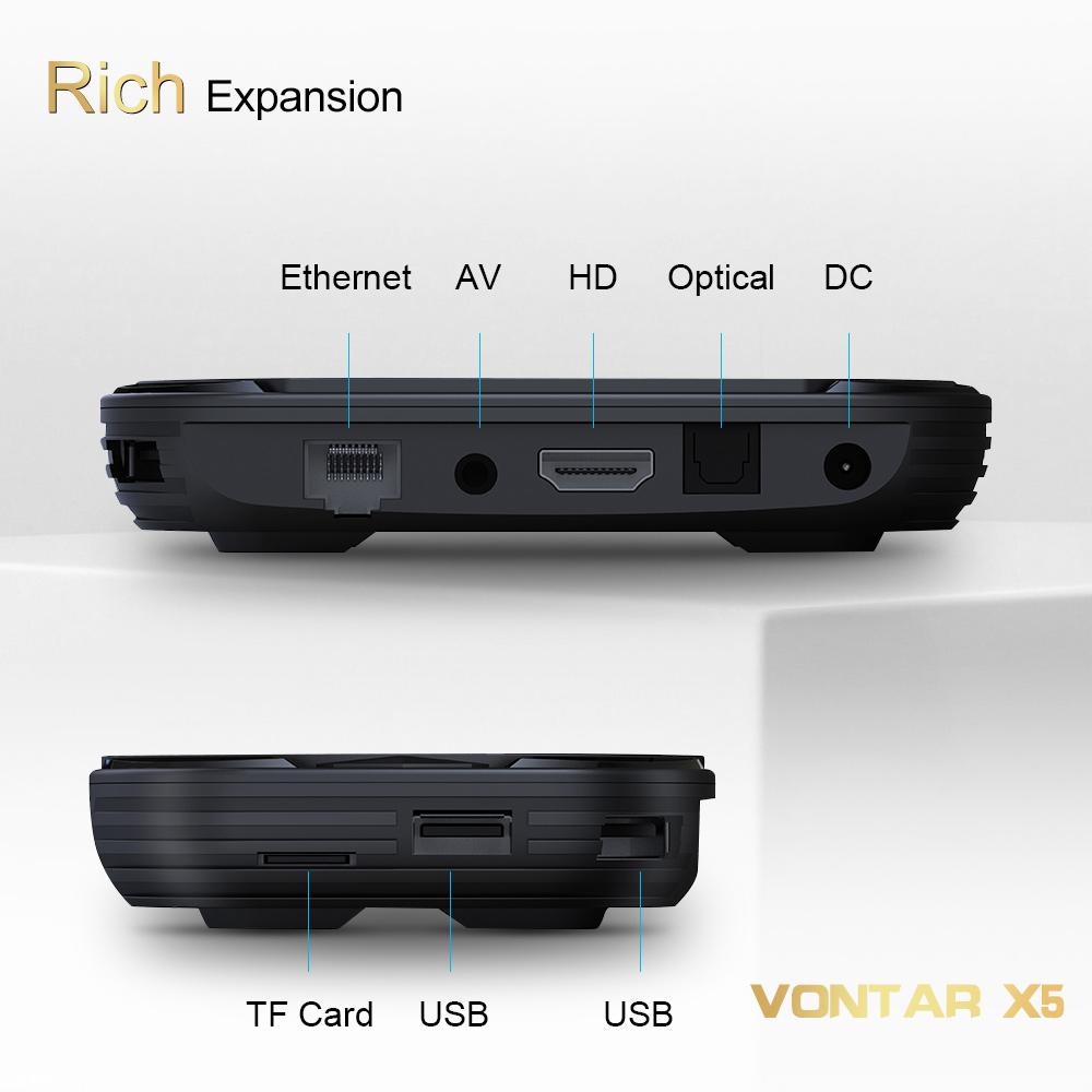VONTAR X5 Android 14 TV Box Amlogic S905X5M 1000M Wifi6 4K 60fps AV1 Google Player Youtube Media Player