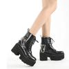 Fashion Cool Fashion Punk shoes Women Motorcycle Boots Lace Up Chunky Platform Goth Shoes Casual Brand Combat Street Shoes plus big size