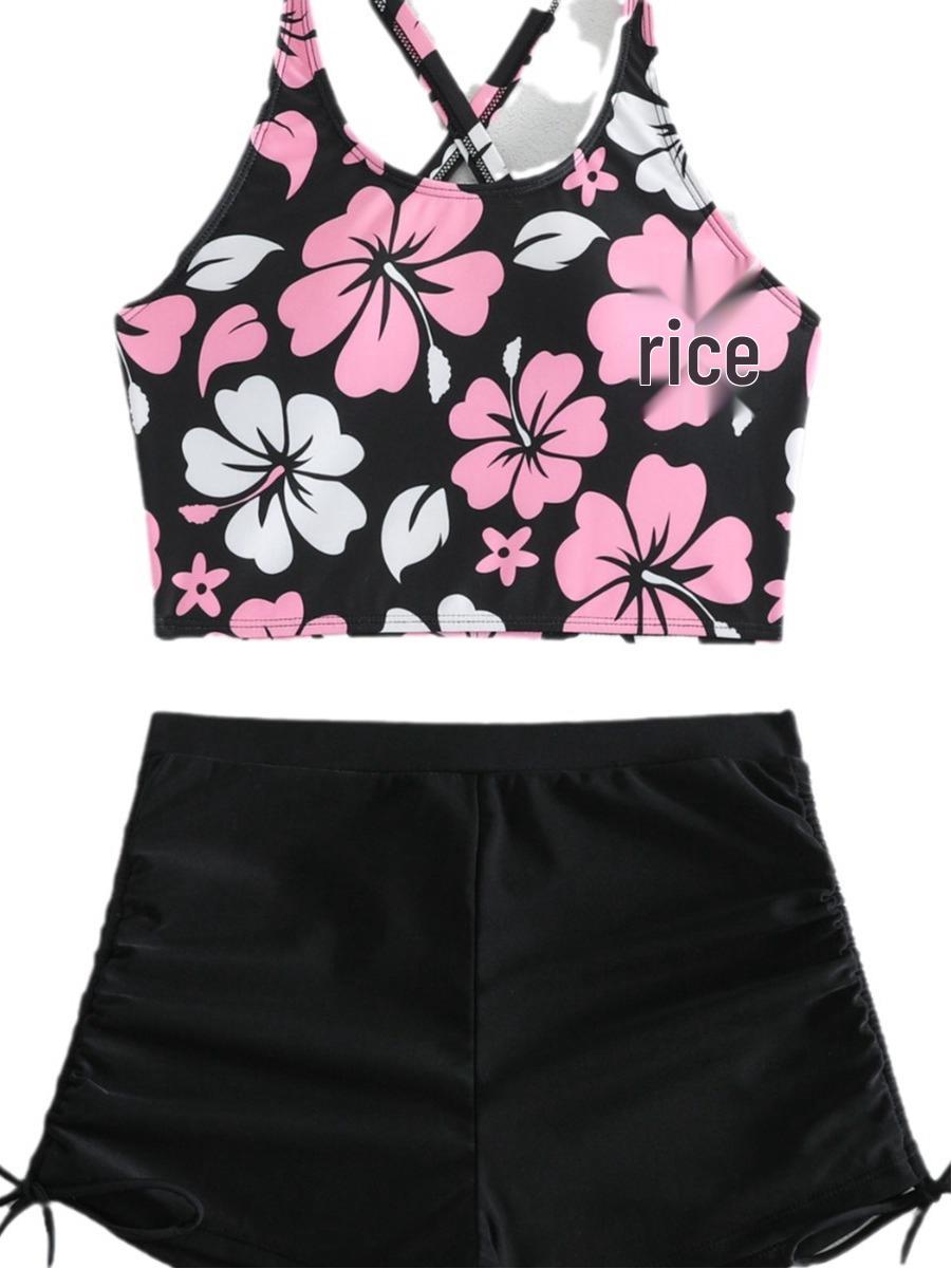 

2024 Европейский и американский женский купальник бикини с принтом и высокой талией и открытой спиной Extra Large