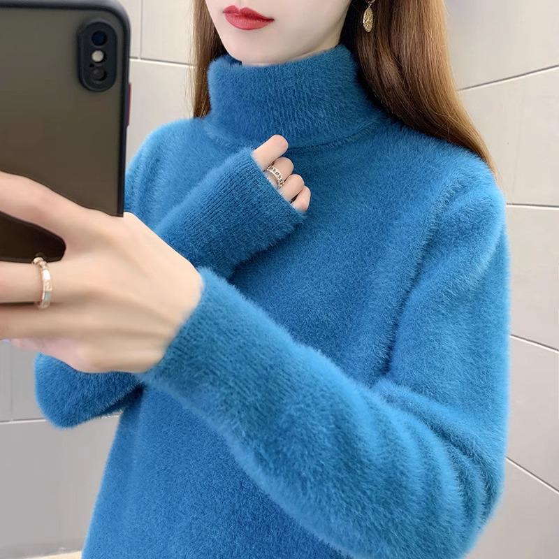 Damen Rollkragen Nerz Kaschmir Pullover - Einfarbig, Dick gestrickt, Herbst/Winter 2025 Mode Pullover Oberteil