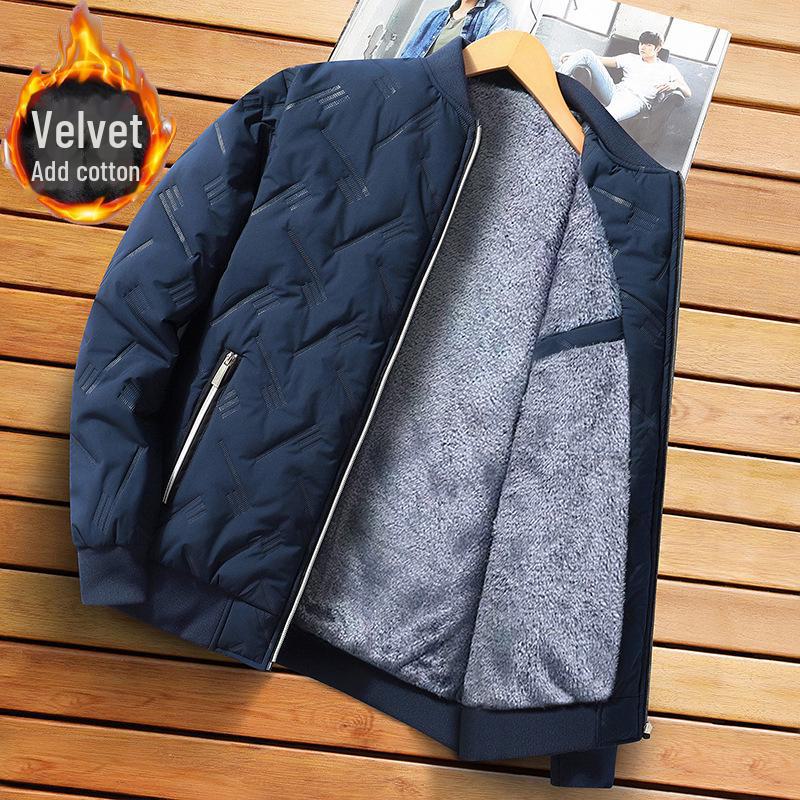 Men's Winter Thickened Velvet Jacket - Warm, Windproof, Stand Collar Coat
