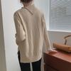 QICED Autumn and Winter Design Sense of Niche Turtleneck Sweater Women Loose Simple Style Thickened Inside The Knit Shirt Twist Top