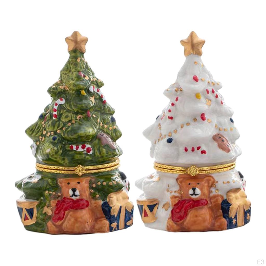 Christmas Tree Jewelry Storage Box Display Case Decorative Ceramic Organizers Trinket for Party