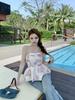 Sweet and Spicy Ink Printing Chiffon Tube Top Women's Summer French Waist Vest, Sleeveless Skirt Top