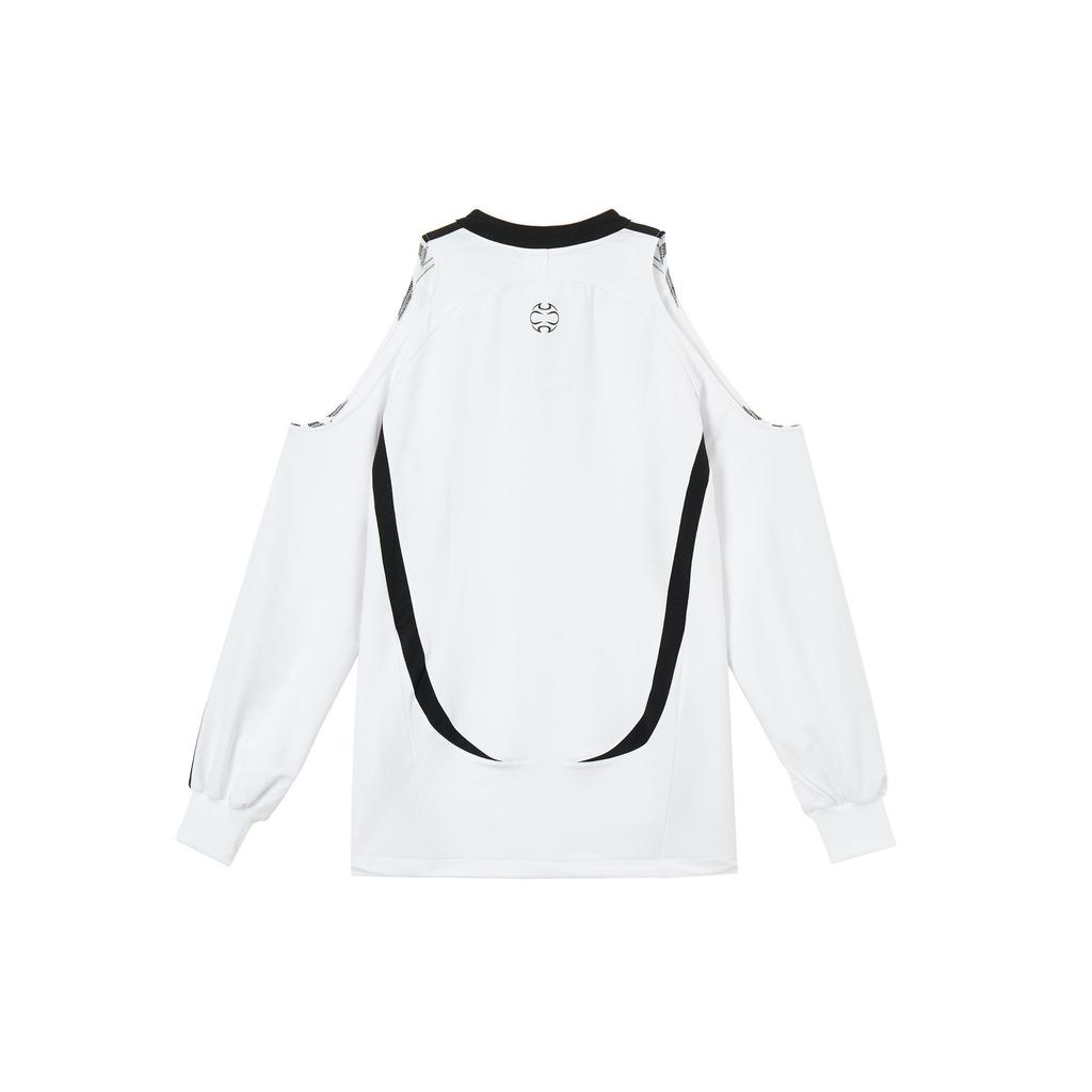 adidas Originals Adilenium Sezóna 4 Teamgeist Módní Dres Volný Ležérní Tričko s Dlouhým Rukávem Odhalující Ramena Dámské Trička KE9797
