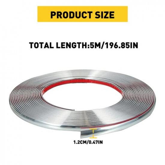 16Ft Chrome Molding Trim Strip Car Door Window Bumper Side Trime Protector Guard