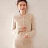 Women's Cashmere Polo Neck Sweater – Long Sleeve, Soft, Loose, Comfortable, Versatile, Solid Color.