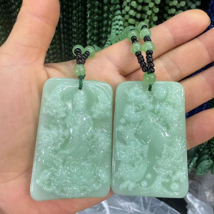 Imitace aventurínu Svetrový náhrdelník - Design zelí Guanyin od značek Wu Shi a Dragon & Phoenix