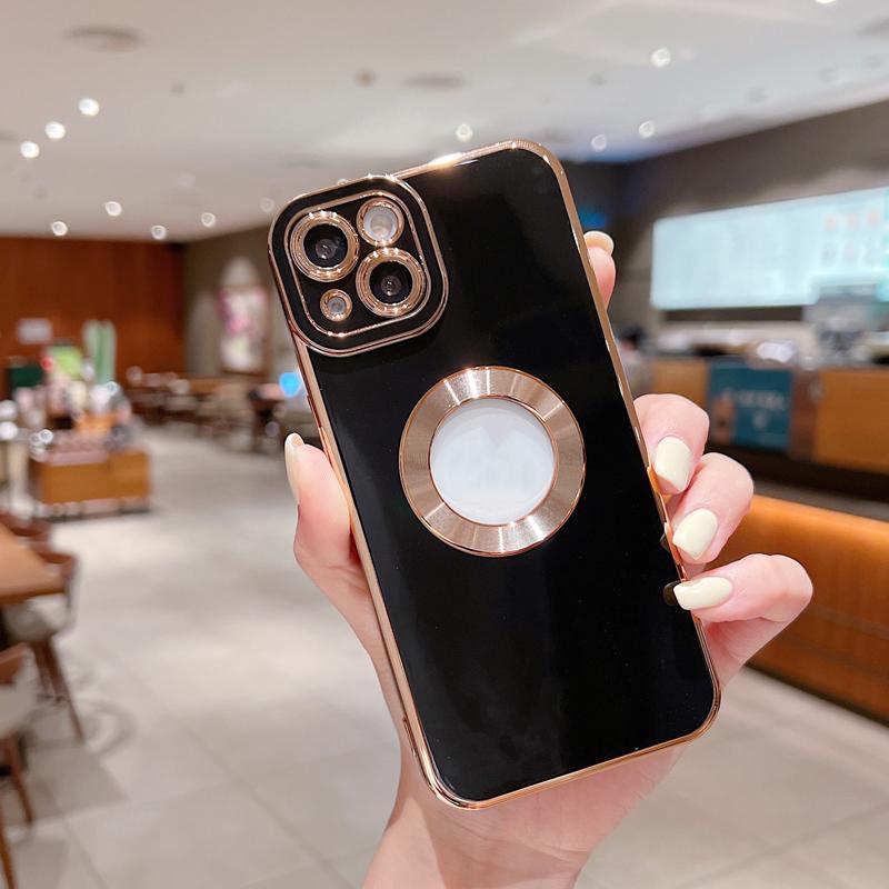 Luxury Phone Cover Colorful CD Lens Protector Hollow Soft Tpu Electroplated Phone Case for Iphone 14 Plus 13 15