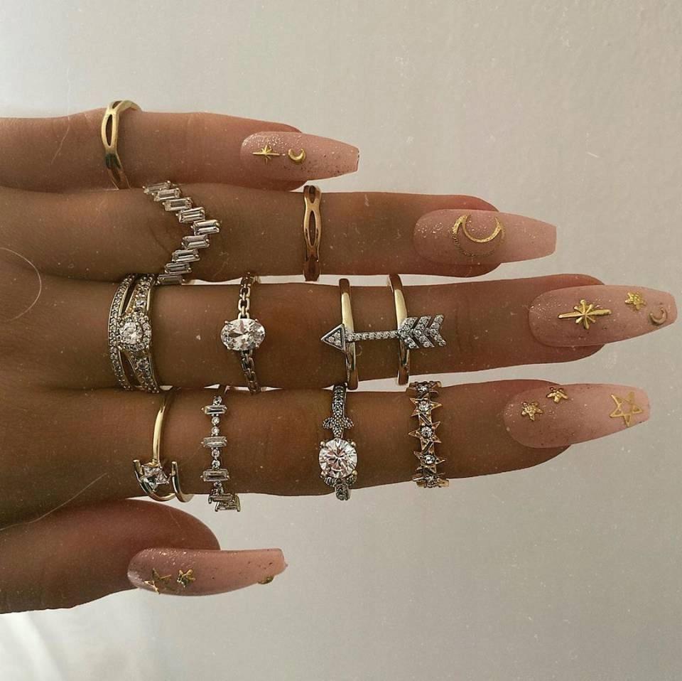 Silver Retro Punk Boho Ring Set 88