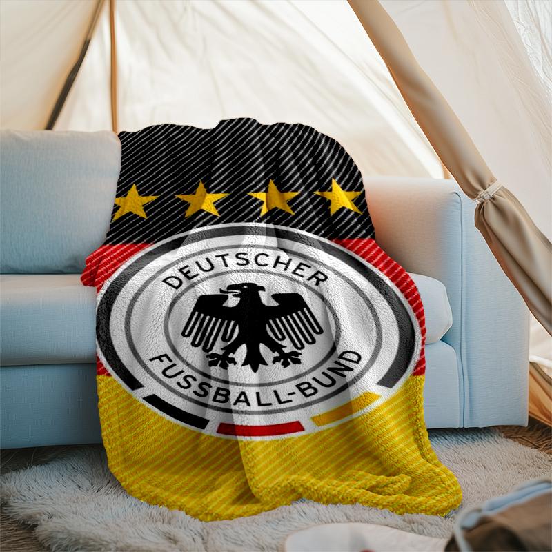 1PC Germany Football Emblem Printed Soft Flannel Blanket Throw for Adult Bedroom Living Room Sofa Camping Travel Fan gifts Christmas Gifts
