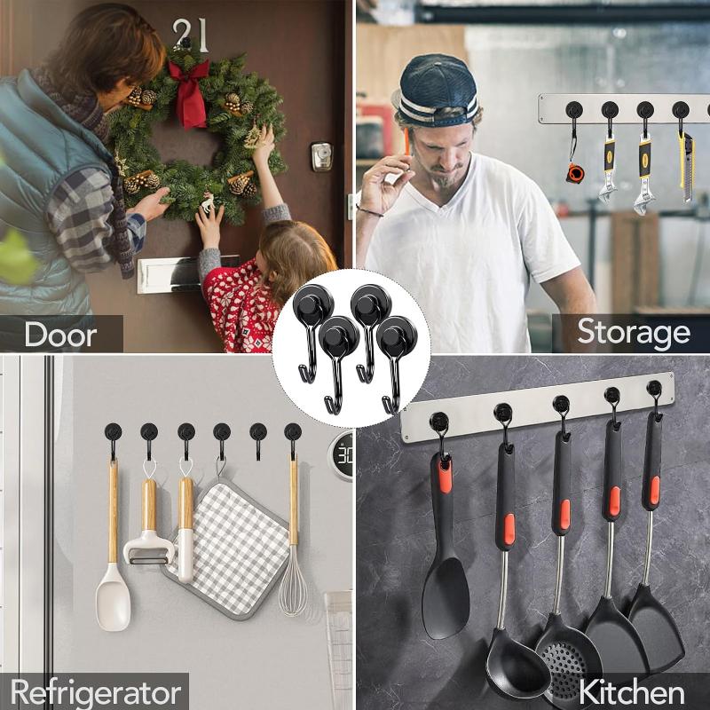 10pcs Magnetic Hooks For Hanging, Max Pulling Force 8KG Strong Magnetic Hooks For Kitchen, Camping, Doors, Lockers
