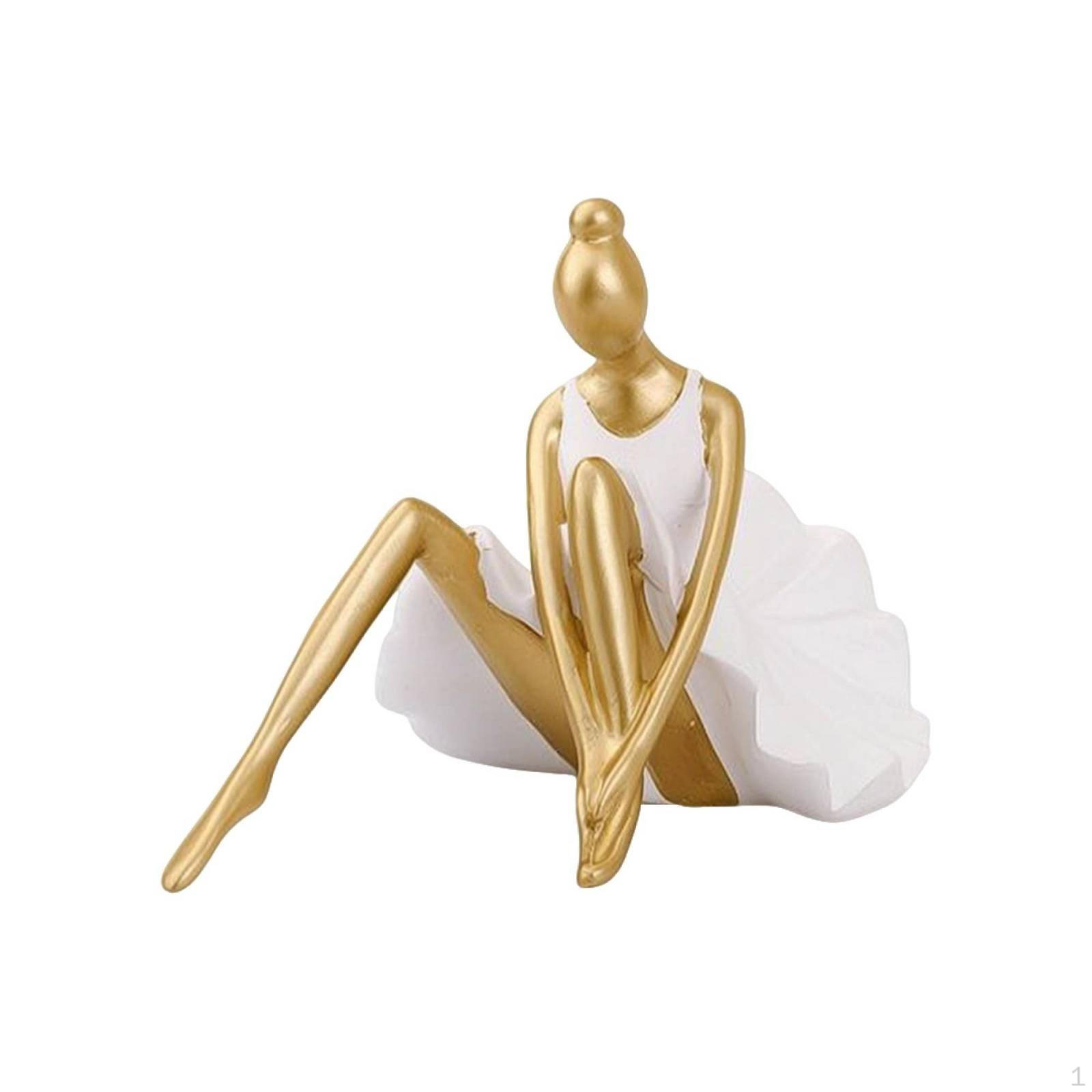 Ballerina Figur Elegantes Ballettmädchen Minimalistische Tänzerin Statue für Kunstsammler, Wohnzimmer Ballet Sitting Pose white