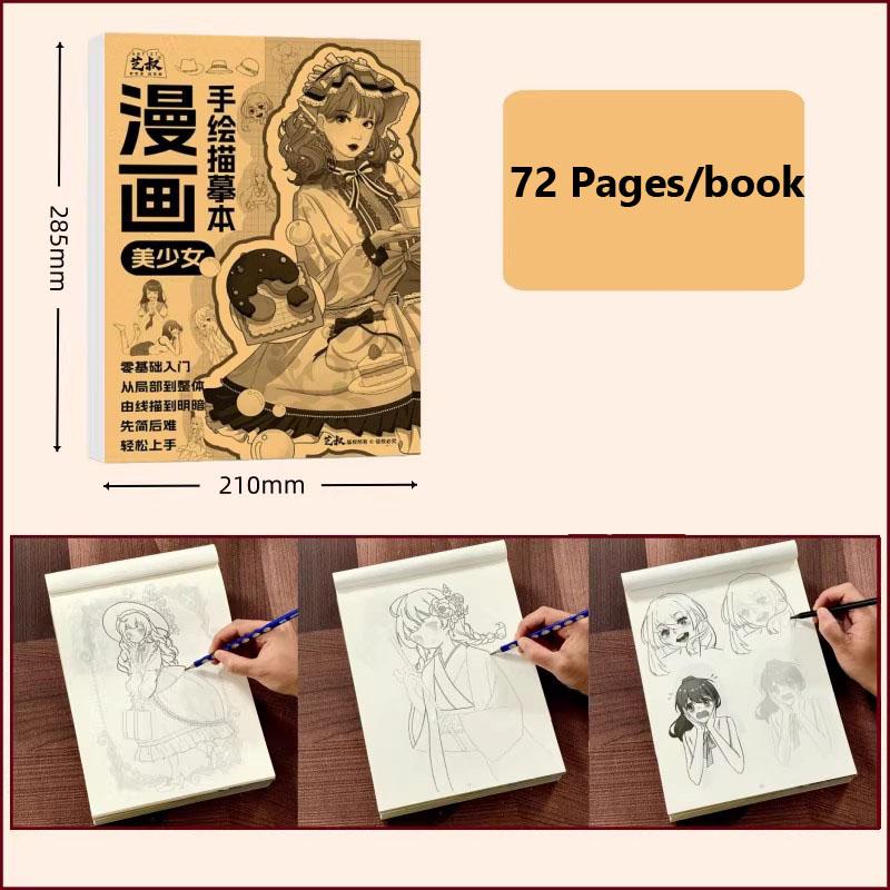 72 Pages Manga Tracing Book, Anime Character Sketching Drawing Pad, Learn To Draw Cartoon & Art Practice Book