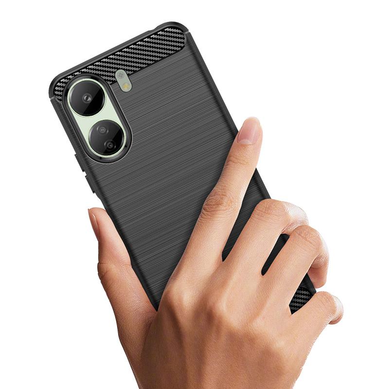 Hurtel Xiaomi Redmi 13c Carbon Silicone Case Black