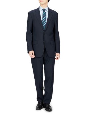 Takakyu Waschbarer Stretch Glänzender Wollmischung Regular Fit A4 Größe Herren Zweiknopf Anzug, Marineblau, 110013343701223,