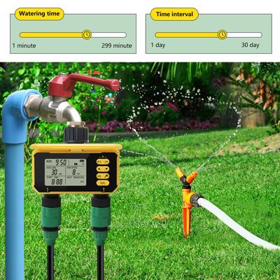 Solar Powered Automatic Water Timer with Double Valves Digital Water Timer for Garden Sprinkler And Drip Irrigation