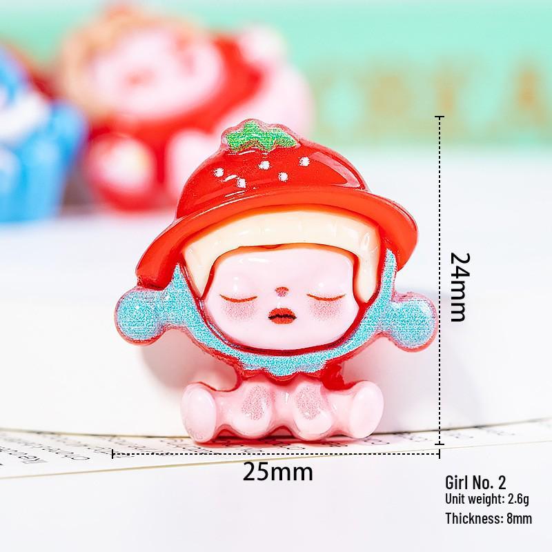 Cartoon Girl Resin Accessories: Cute Sitting Pose DIY Phone Case, Keychain, and Headwear Components
