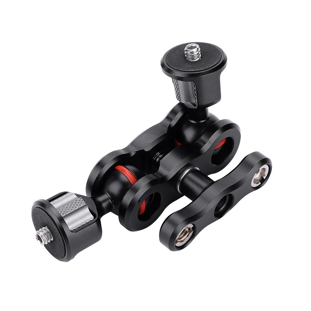 Multi Function Dual Ball Head Hot Shoe Magic Arm Mount Adapter Camera Accessory