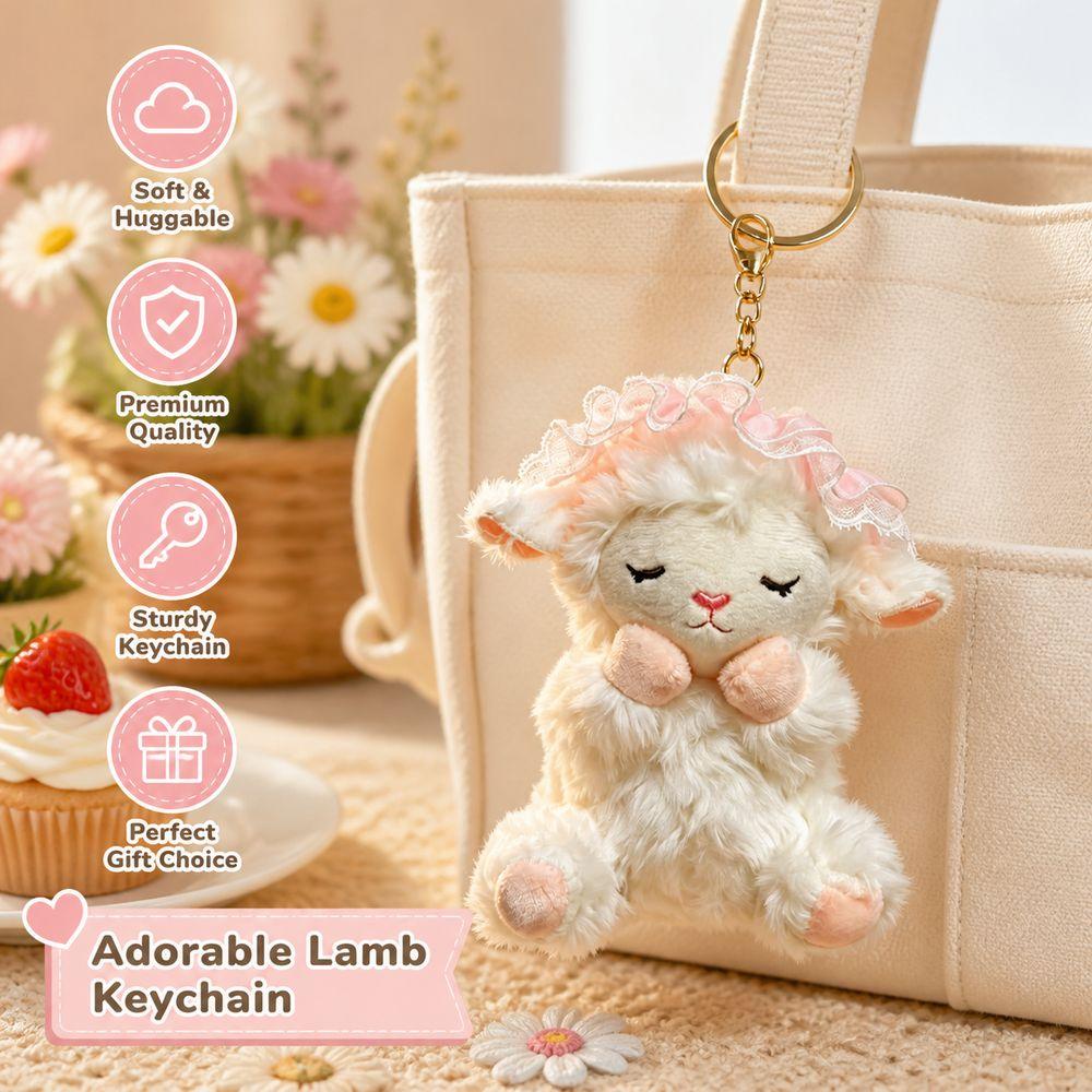 Polyester Filling Lamb Plush Keychain Curly Fur Lamb Keyring Cute Sheep Bag Charm Key Accessories
