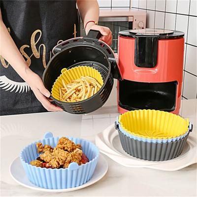 Bandeja de forros reutilizáveis ​​para fritadeira de ar, panela de silicone, cesta de aquecimento, assadeira