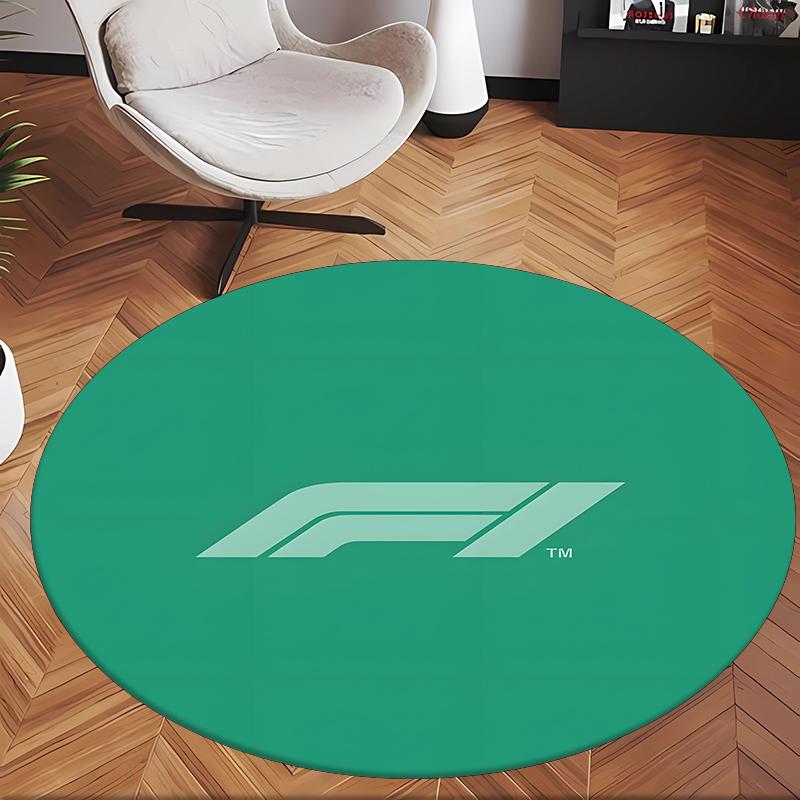 Formula 1 (14) Round Office Rug Decorative Floor Rug for Office Bedroom Living Room and Home Space