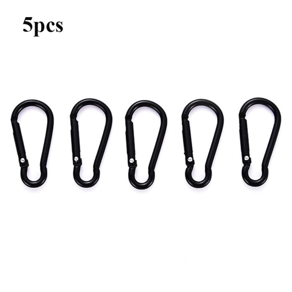 5pcs High Quality Black Outdoor Carabiner Aluminium Alloy 3.6*46mm Water Bottle Hooks Spring Snap Clip Outdoor Tool