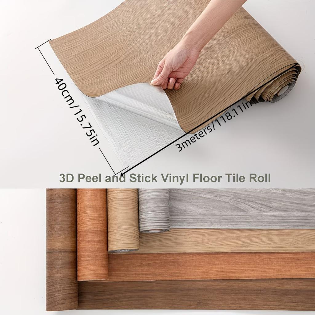 1pc 118.11in Self Adhesive Matte Floor Stickers Home Decoration Kitchen Bathroom Wardrobe Floor Wood Grain Floor Stickers