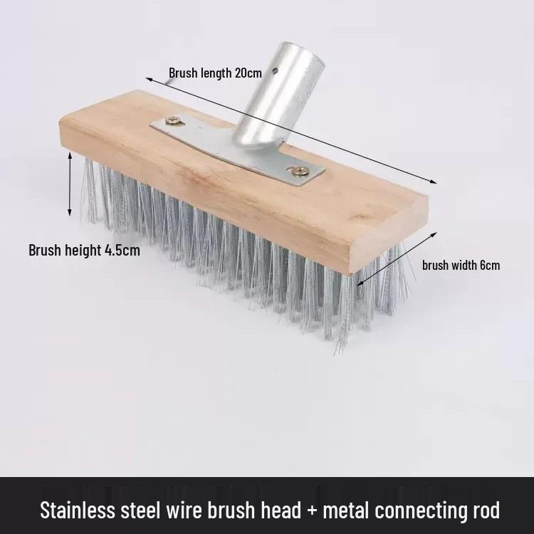 Long-Handled Stiff Bristle Wire Brush for Floors and Tile Cleaning