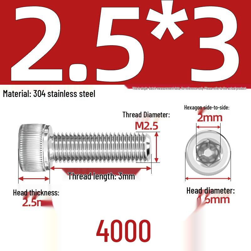 304 Stainless Steel Hex Socket Head Cap Screws, M2-M10, Extended Length