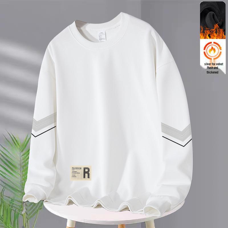 

Men s Autumn & Winter Thickened Velvet Hoodie Pullover, Plus Size, Versatile Trendy Long Sleeve Round Neck T-shirt 4XL (160-180 jin)