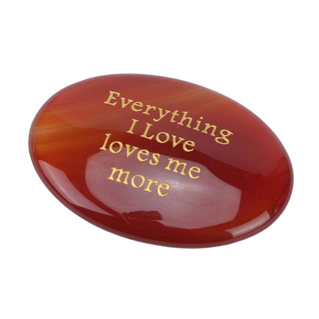 Worry Stone Red Agate Portable Engraved Motivational Inspirational Stone for Daily Life