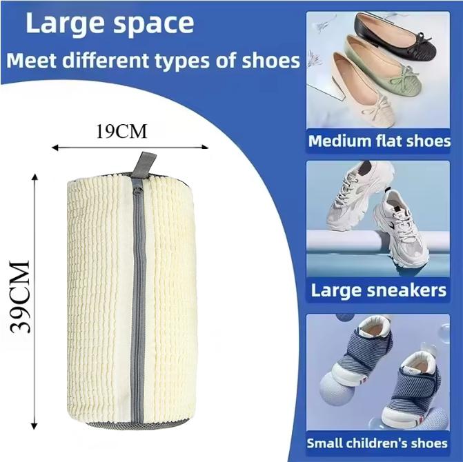 

Machine Washing Shoe Bag - Heavy Duty Mesh Laundry Protector Anti-Deformation Anti-Wear Sneaker Wash Bag for Lazy Efficient Clea белый