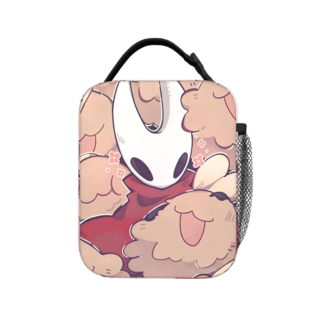 Hollow Knights Lunch Bag Kawaii Lunch Box Outdoor Picnic Portable Tote Food Bags For Women Oxford Print Cooler Bag