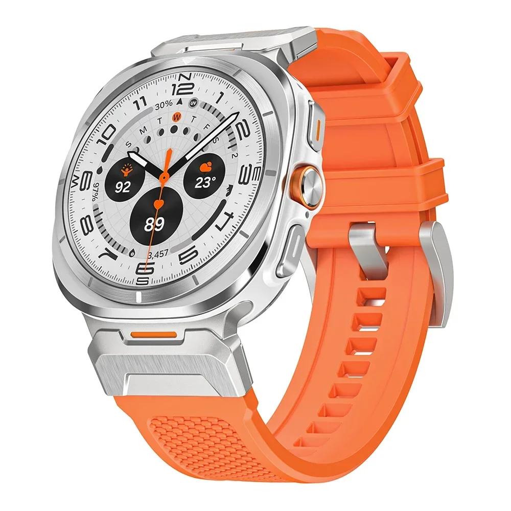 Silicone Bracelet for Samsung Galaxy Ultra Watch 47mm Rubber Men Band Metal Connector Strap for SAMSUNG galaxy watch 7 ULTRA 47