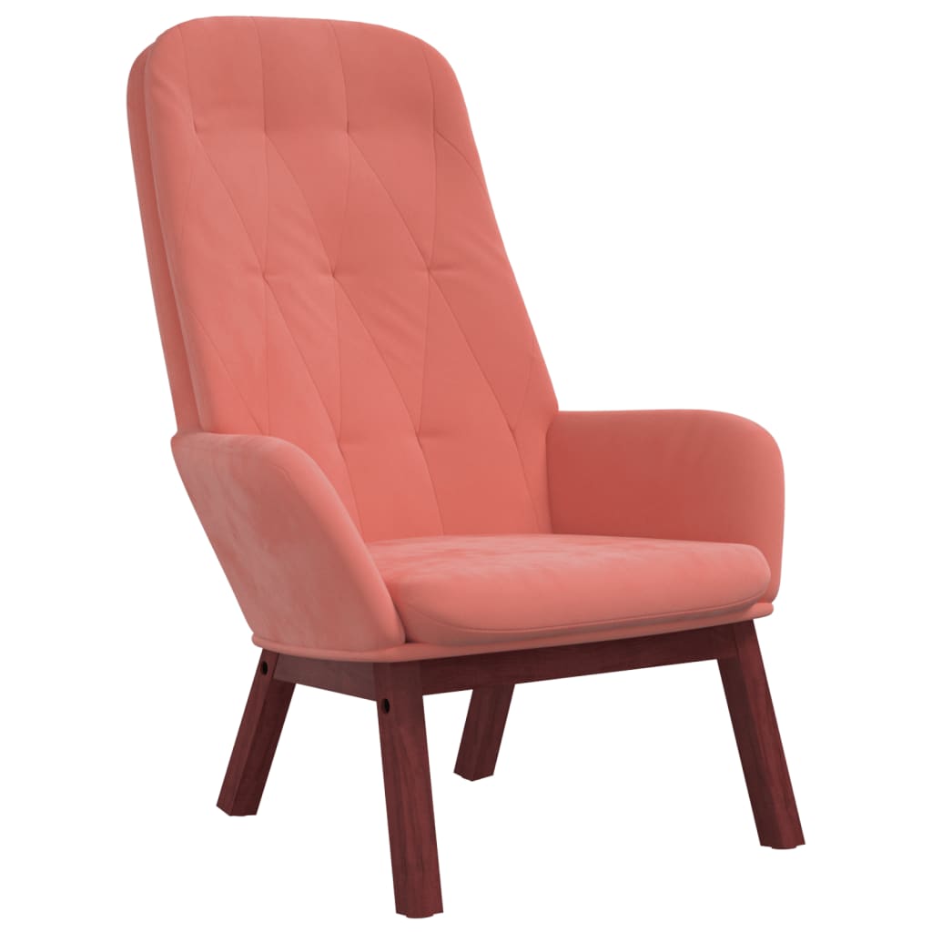 Pink Velvet Relaxation Armchair with Footstool