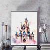 Disney Diamond Painting 5D Watercolor Disney Castle Illustration DIY Gift Suitable for Living Room Bedroom Office and Home Decor