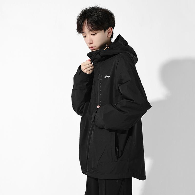Li Ning Sports Fashion Series Brand Logo Casual Windproof Waterproof Detachable Two-Piece Hooded Three-In-One Windbreaker Unisex Outerwear YWBT041-1