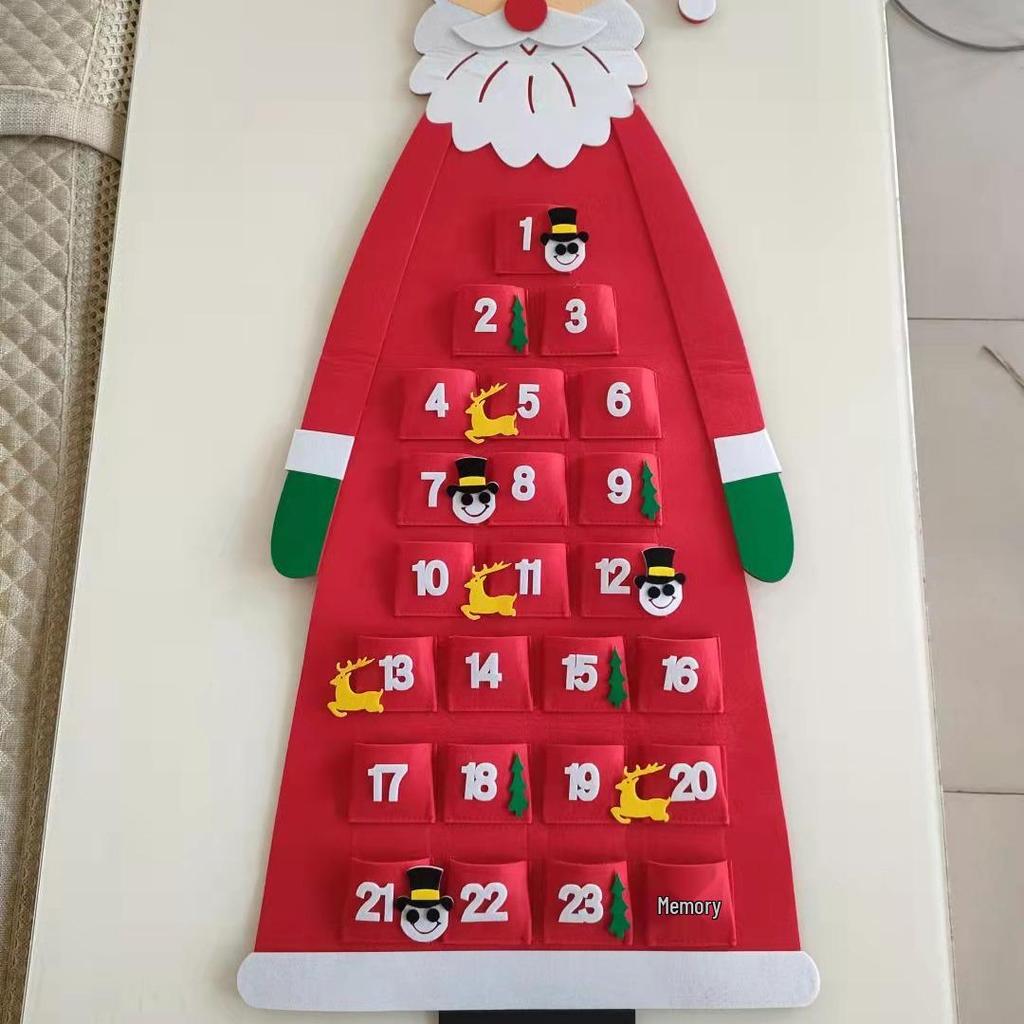 Felt Christmas Tree Countdown Calendar with Ornaments - Children's Gift