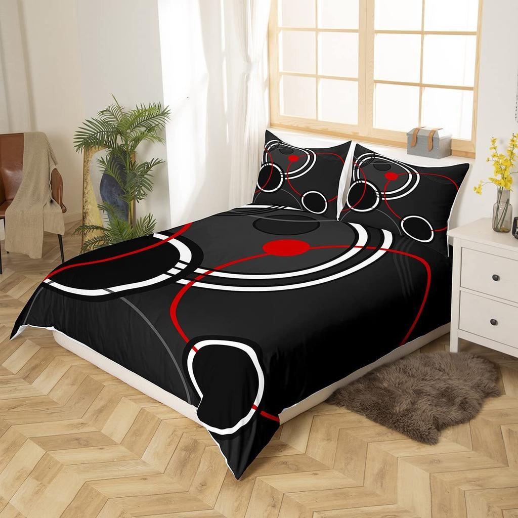 Modern Geometric Lines Three-Piece Quilt Cover Digital Printing Bedding Set Bed Cover
