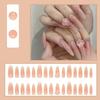 S.A.V.I 24 Pcs Long Nude Press On Nails with Heart Crystal | Reusable Glossy False Nails for Women & Girls | Stick-On Artificial Nail Extensions fo