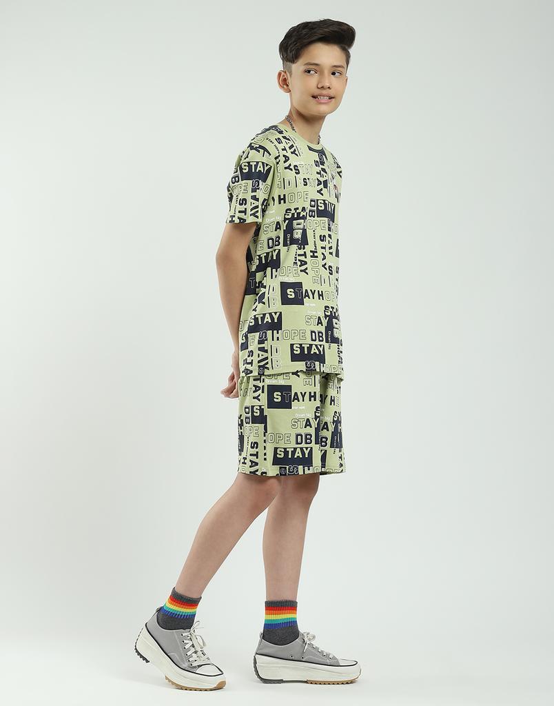 MONTE CARLO Boys Regular Fit Printed Half Sleeve Bermuda Set