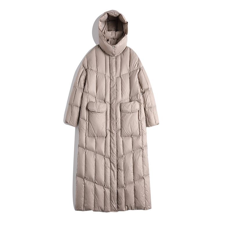 European and American white duck down winter new loose warm thickened cold-resistant down jacket women extended coat women