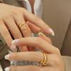 18K Gold Plated Titanium Steel Double Layer Index Finger Chain Ring for Women - European & American Style