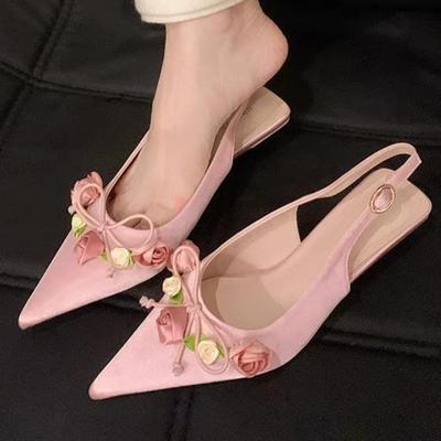 Sommer Damen High Heels Sexy Niedrige Absätze Damen Sandalen Mode Blumen Party Schuhe Ein Wort Riemen Damen Schuhe Neu Tacones De Mujer