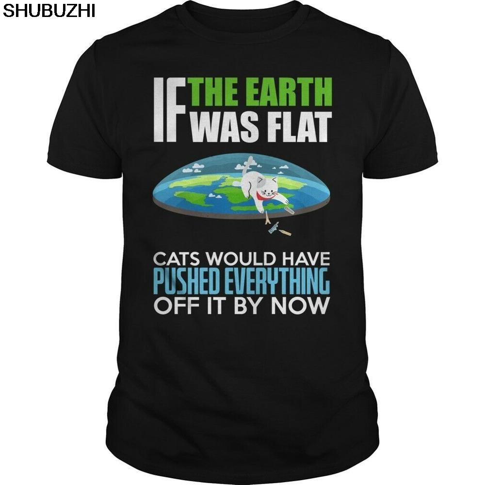 Flat Earth Cats Tshirt Round Earth Society Gift Shirt Fashion Summer Casual Hipster Fractal Pattern Letter T Shirt S
