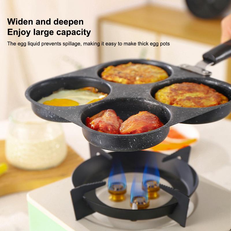 Egg Burger Frying Pan Nonstick Wooden Handle Multifunctional Kitchen Cookware for Pancake Burger Breakfast Universal Stove