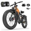 LANKELEISI MG800MAX Dubbelmotor 2000W Elektrisk Mountainbike, 48V 20Ah 26" Fat Tire Full Fjädring Terräng Ebike